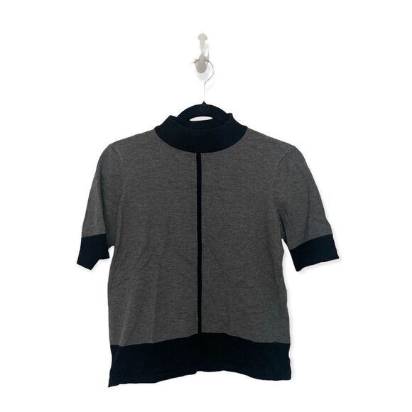 Laura Petites Grey & Black Short Sleeve Knit Top | Size S - Picture 2 of 6